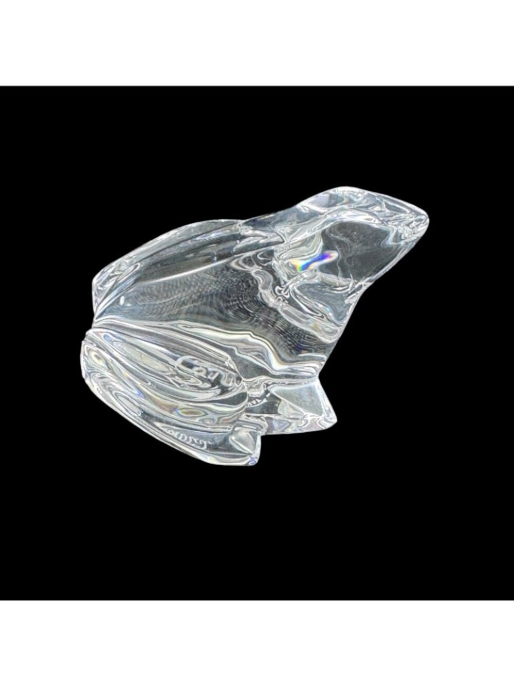 Baccarat France Crystal Frog Toad Figurine Clear Art Glass New in Box - Picture 2 of 8